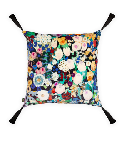 House Of Hackney Woodstock Large Cotton-velvet Tassel Cushion In Multi-coloured