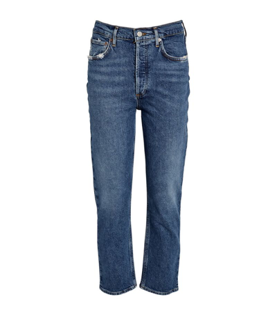 Agolde Riley Straight Cropped Jeans In Blue