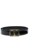 TOM FORD BLACK BELT IN GLOSSY FINISH WITH LOGO BUCKLE