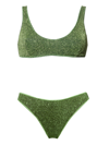 Oseree Lumiére Sparkle Two-piece Bikini In Green