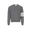 Thom Browne Stripe Milano Stitch Cotton Sweatshirt In Grey