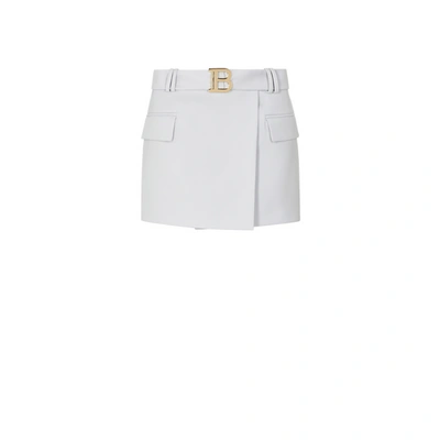Balmain B Buckle Wrap Mini-skirt In White