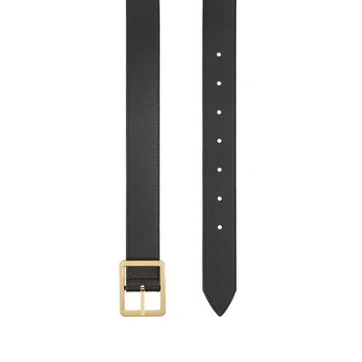 Saison Rectangular Buckle Leather Belt In Black
