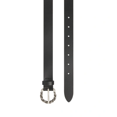 Saison Twisted Buckle Leather Belt In Black