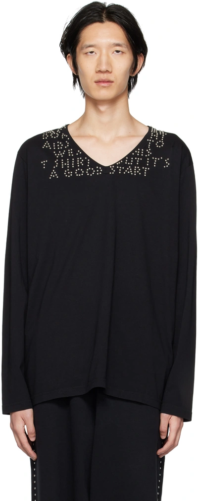 Mm6 Maison Margiela Long-sleeve T-shirt With Studs In Black
