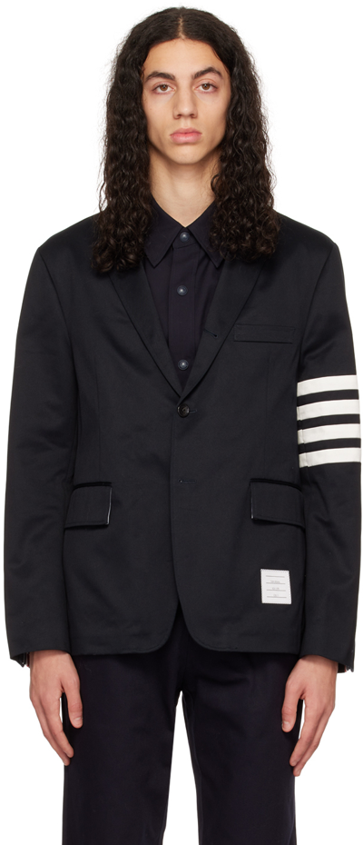 Thom Browne Navy Unconstructed Blazer In 415 Navy