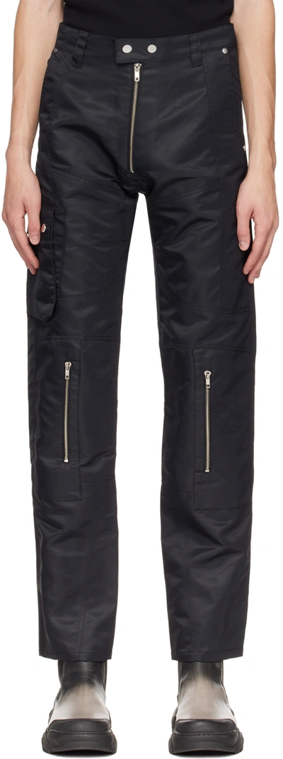 Gmbh Contrast-stitching Straight-leg Trousers In Black