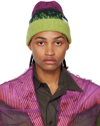 Y/project Multicolor Stretch Wool Blend Beanie Hat In Green / Purple