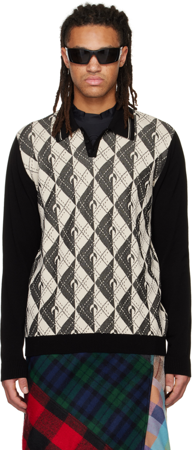 トップス MARINE SERRE KNIT POLO MARINE SERRE Lunar Slim-Fit Knitted Polo Shirt | endource