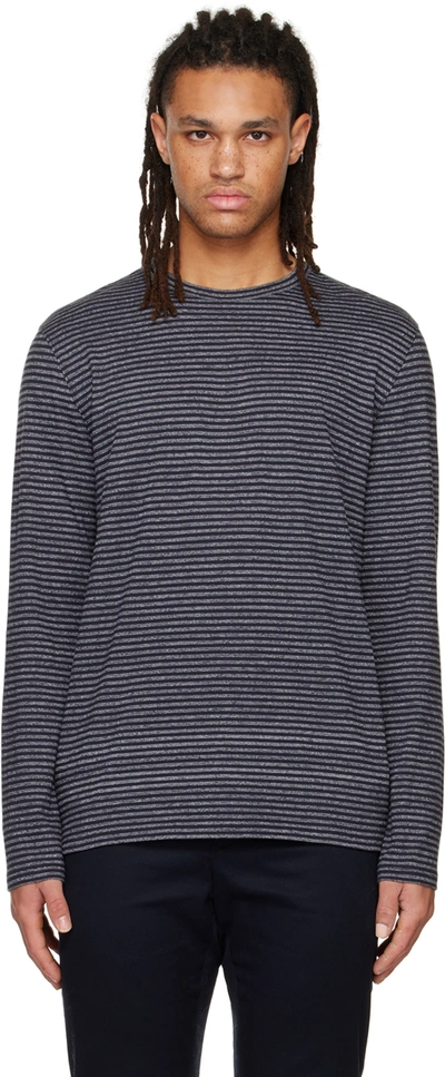 Vince Gray Striped T-shirt In Blue