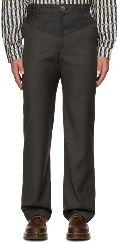 Labrum Gray Striped Trousers In Green, Black