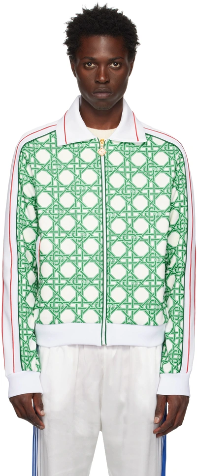 Casablanca Wool-blend Monogram Denim Jacket In Green