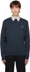 FRED PERRY NAVY CLASSIC CREWNECK SWEATER