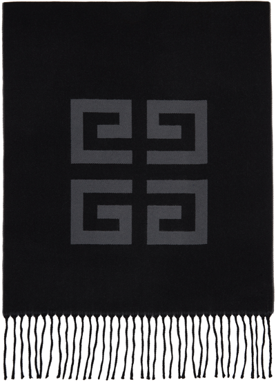 Givenchy Black 4g Match Split Scarf In Black Grey Tf102