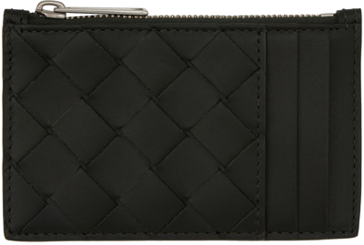 Bottega Veneta Green Zipped Card Holder In 3009-dark Green-silv