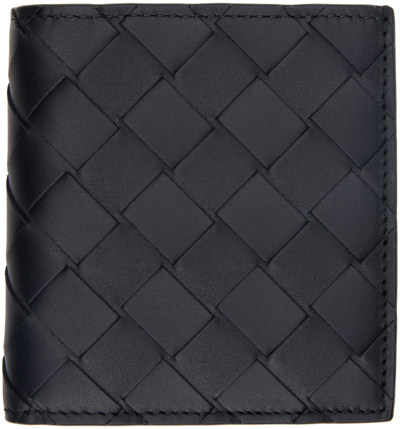 Bottega Veneta Black Slim Bi-fold Wallet In 8803 Blacksilver