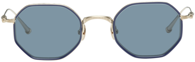 Matsuda Gold M3086 Sunglasses In Brushed Gold / Navy,