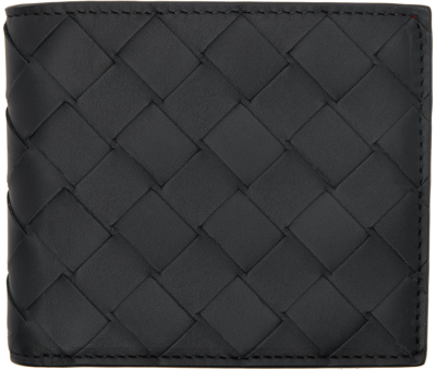 Bottega Veneta Black & Red Bi-fold Wallet In 1127 Black/redstone-