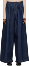Maison Margiela Pleated Wide-leg Denim Pants In 470 Indigo
