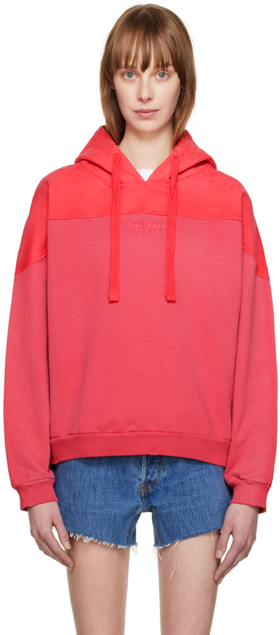 Guess Jeans U.s.a. Pink Drawstring Hoodie In Cysm Chrysanthemum