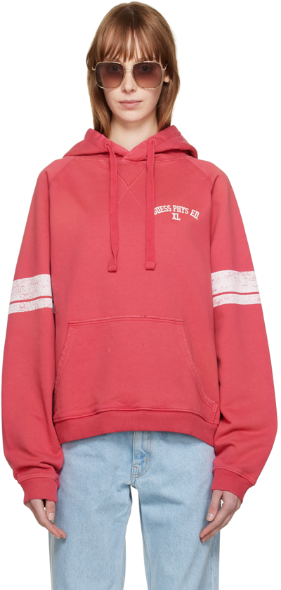 Guess Jeans U.s.a. Pink Varsity Hoodie In Cysm Chrysanthemum