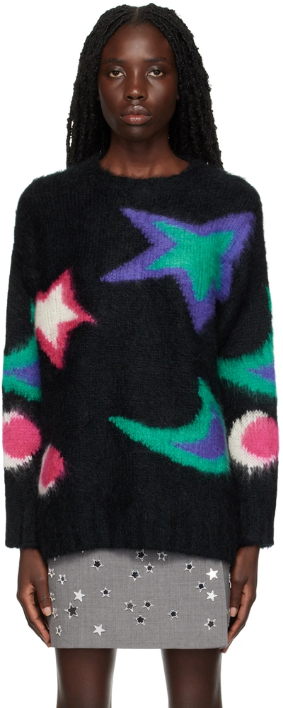 Msgm Intarsia-knit Oversized Jumper In Black