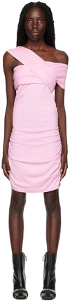 Msgm Pink Asymmetrical Twist Minidress In 13 Peony
