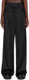 Msgm Layered-waistband Wide-leg Trousers In 99 Black