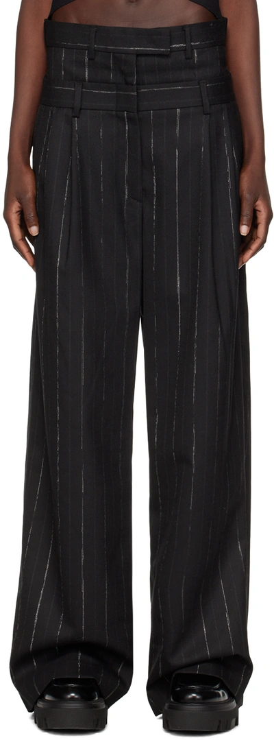 Msgm Layered-waistband Wide-leg Trousers In Black