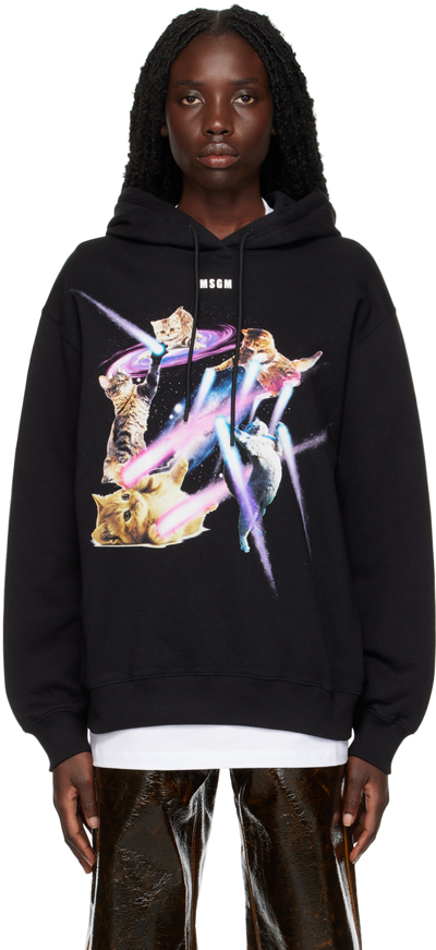 Msgm Space Cats Printed Hoodie In Black | ModeSens 