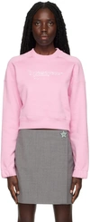 Msgm Cropped Knitwear Logo Cross-neck In 13 Peony