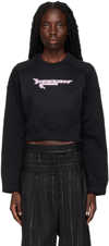 Msgm Women's Logo Crossneck Sweatshirt In 99 Black