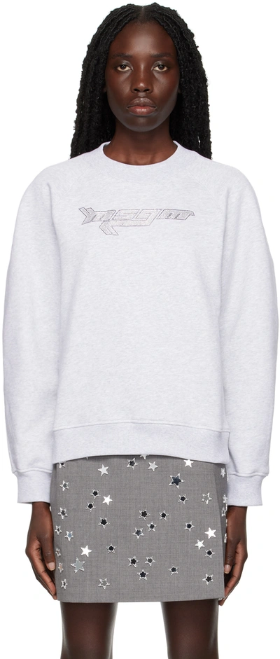Msgm Gray Crystal-cut Sweatshirt In 94 Light Grey Melang