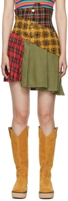 Andersson Bell Margo Patchwork Checked Wool-blend Bouclé, Corduroy And Twill Mini Skirt In Yellow