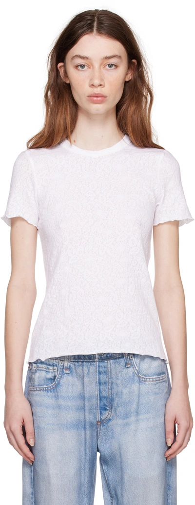 Rag & Bone Gemma Jacquard Leopard Printed Short Sleeve Top In White