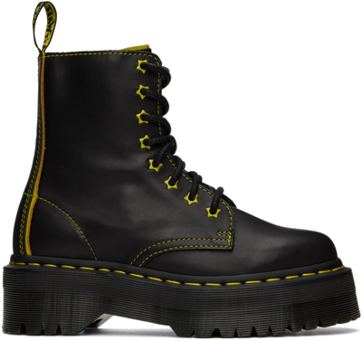 Dr. Martens Jadon Ii Boot Neon Star Leather Platforms Boots In Black,yellow