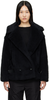 Max Mara Alpaca Wool-blend Aviator Coat In 008 Black