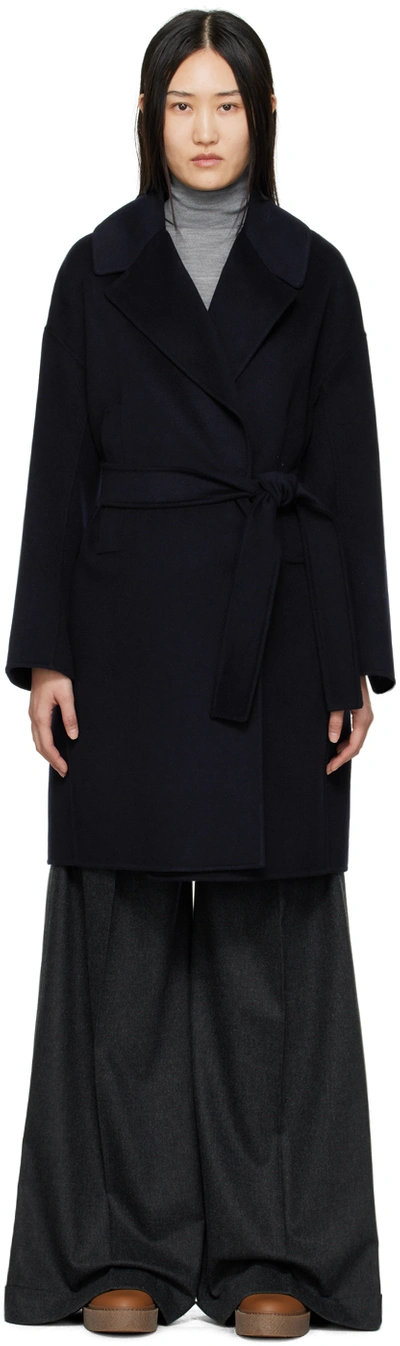 's Max Mara Navy Eolo Coat In 002 Midnight Blue