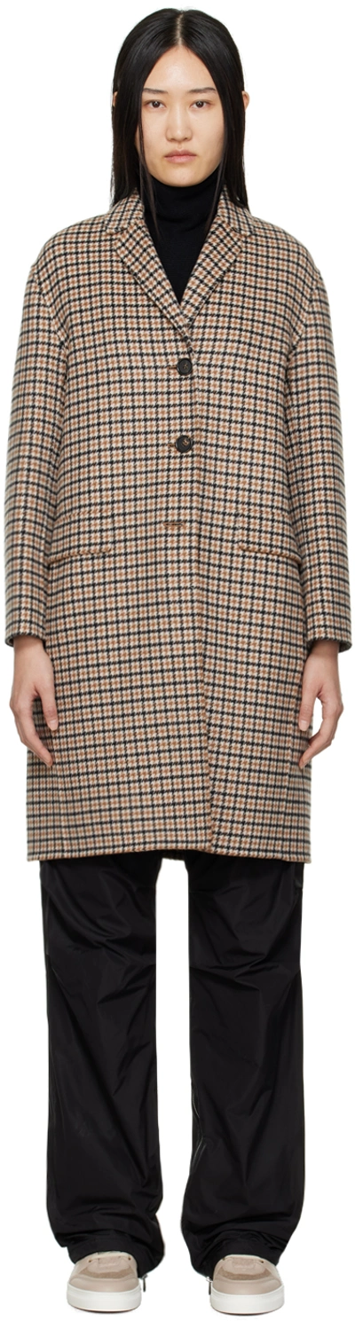 's Max Mara Jona Checked Virgin Wool Coat In Camel