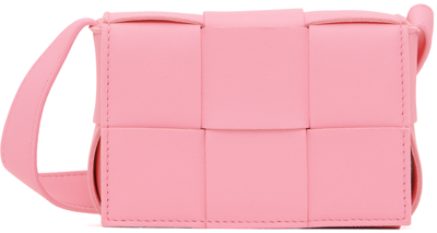 Bottega Veneta Pink Mini Cassette Shoulder Bag In 5832 Ribbon Gold