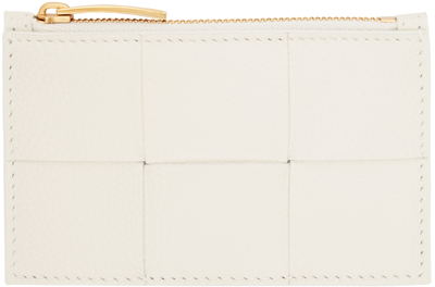 Bottega Veneta White Zipped Card Case In 9009 White Gold