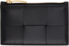 BOTTEGA VENETA BLACK ZIPPED CARD CASE