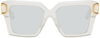 Valentino Transparent I Squared Frame Sunglasses In Translucent Ivory/si