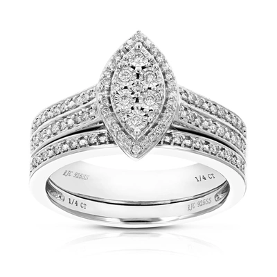 Vir Jewels 1/4 Cttw Round Cut Lab Grown Diamond Wedding Engagement Ring Bridal Set .925 Sterling Silver