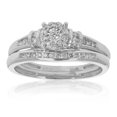 Vir Jewels 1/3 Cttw Round Cut Lab Grown Diamond Wedding Engagement Ring Bridal Set .925 Sterling Silver Prong S