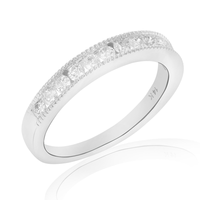 Vir Jewels 0.44 Cttw Diamond Wedding Band 14k White Gold 12 Stones Round Bridal Ring