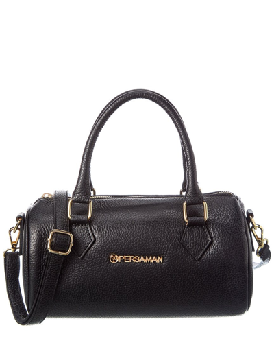 Persaman New York Aubrey Double Handle Small Leather Duffel Bag In Black
