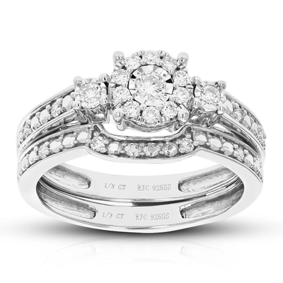 Vir Jewels 1/3 Cttw Round Cut Lab Grown Diamond Prong Set Wedding Engagement Ring Bridal Set. 925 Sterling Silv In Silver