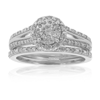 Vir Jewels 1/4 Cttw Round Lab Grown Diamond Wedding Engagement Ring Bridal Set .925 Sterling Silver Prong Set