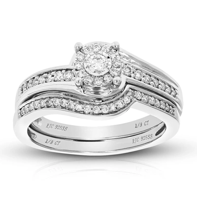 Vir Jewels 1/3 Cttw Round Lab Grown Diamond Wedding Engagement Ring Bridal Set .925 Sterling Silver Prong Set